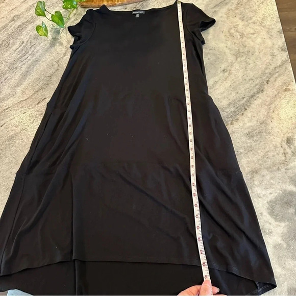 Eileen Fisher Round Neck Midi Viscose Dress Black Shirt Dress Women's Medium - Picture 10 of 12